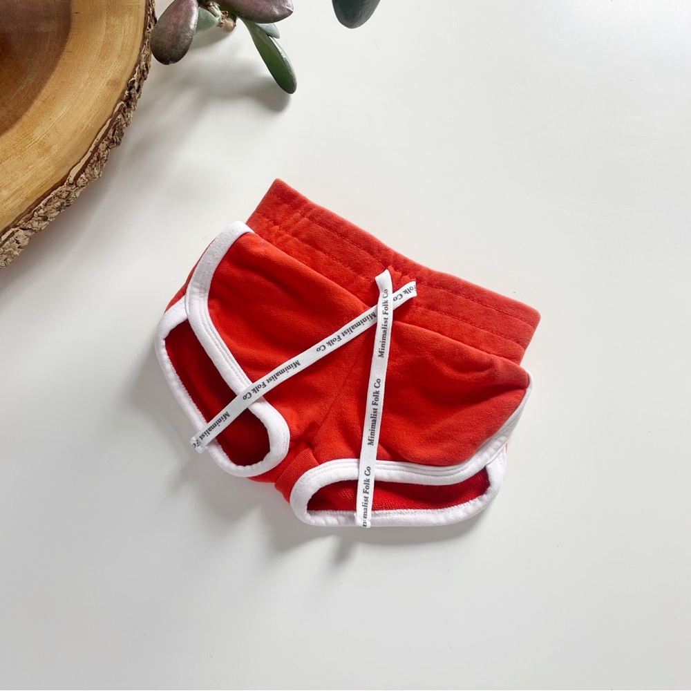 Minimalist Folk Co Orange Track Ringer Shorts | 3T